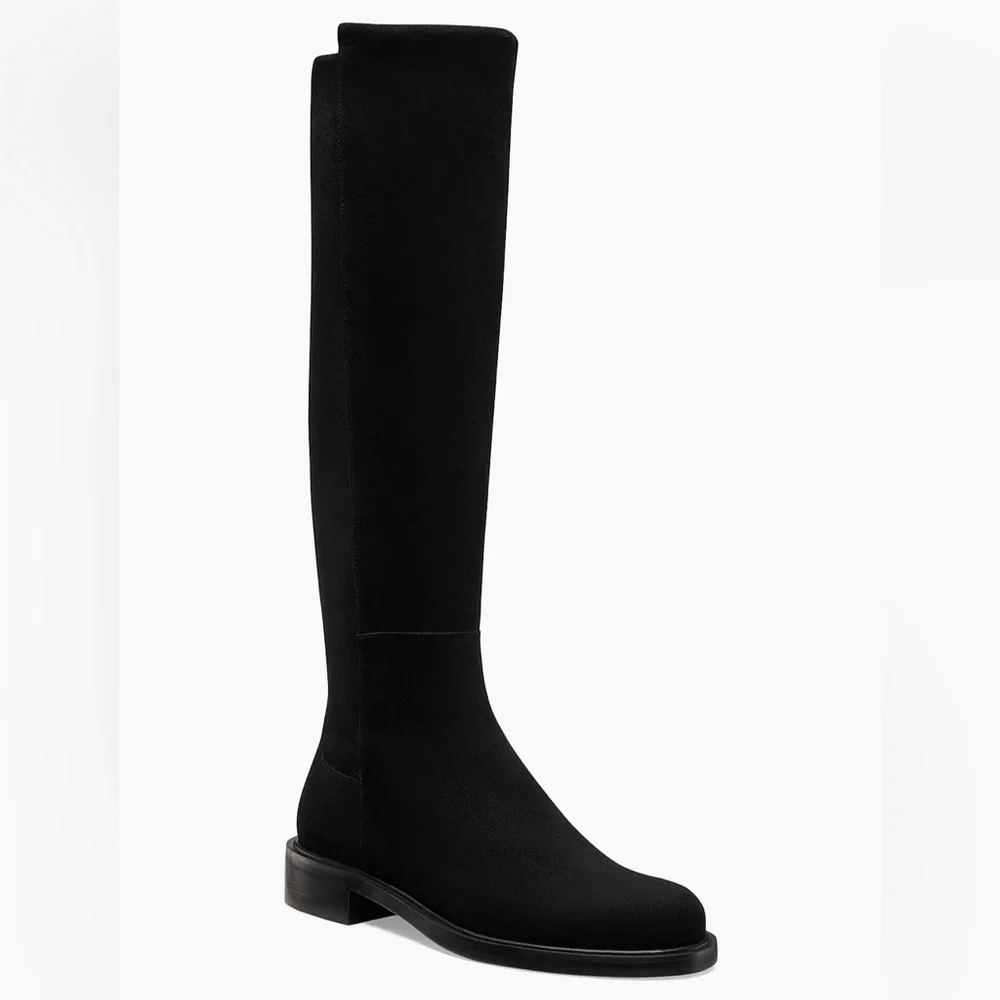 Stuart Weitzman 5050 Gisele 30MM black Suede Boots $850 Sz 7 NEW only dust bag